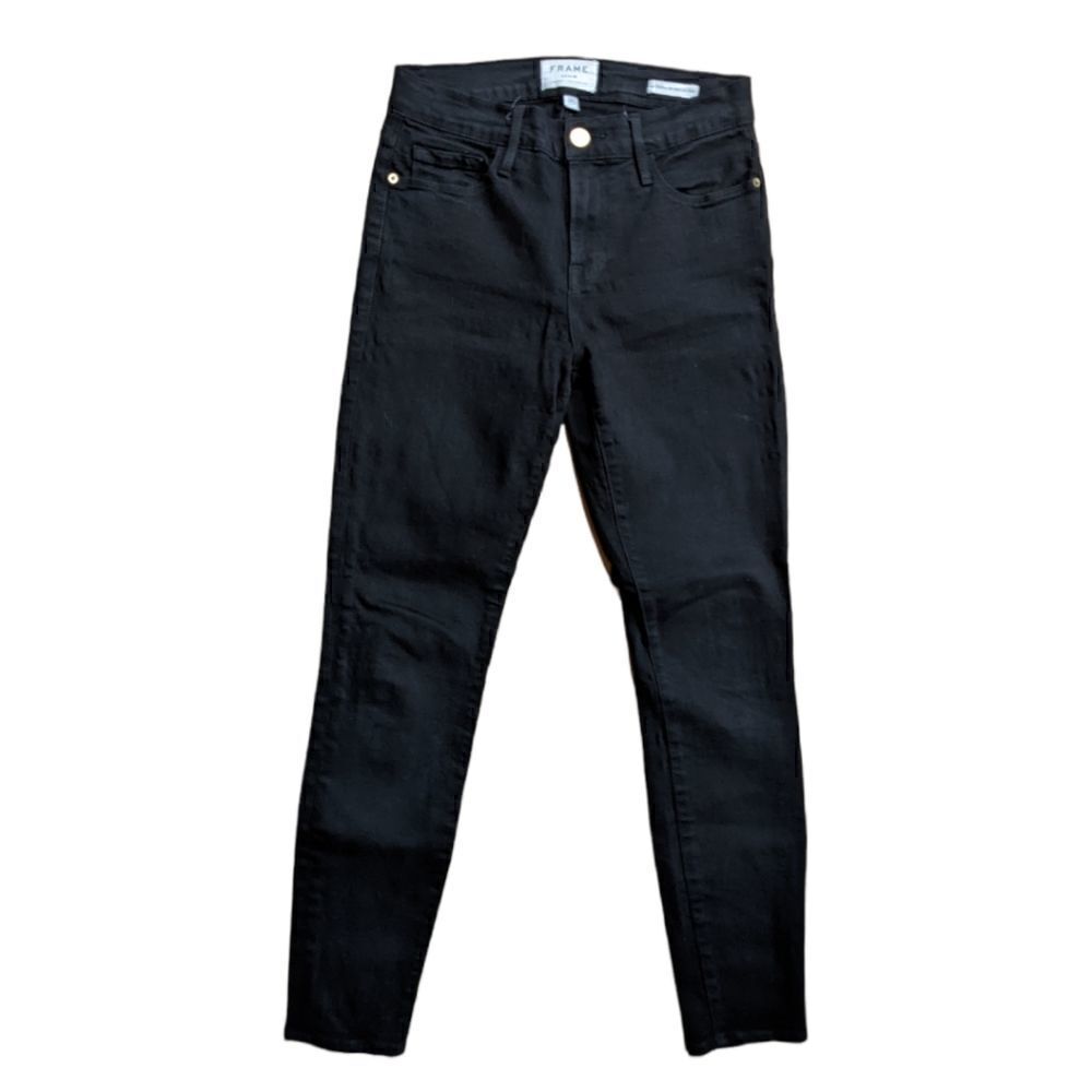 Frame Denim Black Film Noir Le Skinny De Jeanne Crop Size 25